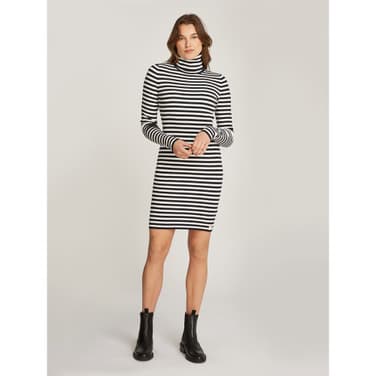 Tight Sweater Dress Zwart Wit KL