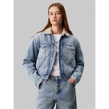 Regular Sherpa Denim Jacket Blauw KL