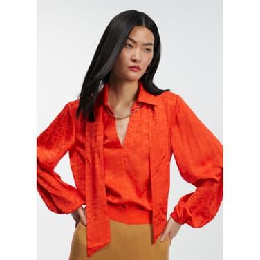 Blouse Met Striksjaal Oranje