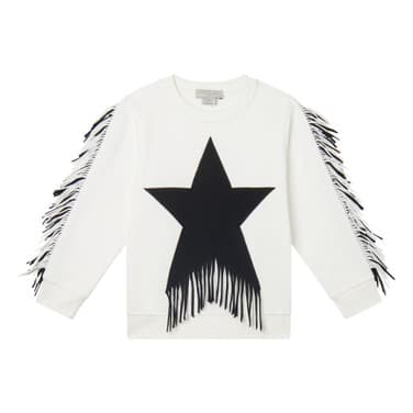 Sweatshirt Star and Fringes Off White
