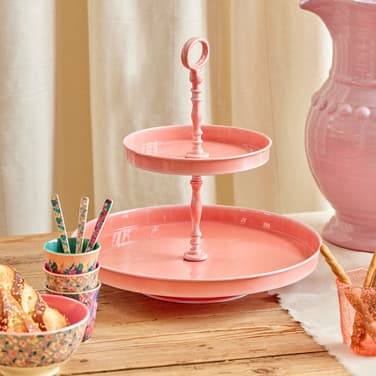 Painted Metal Etagere 2 Tier Roze