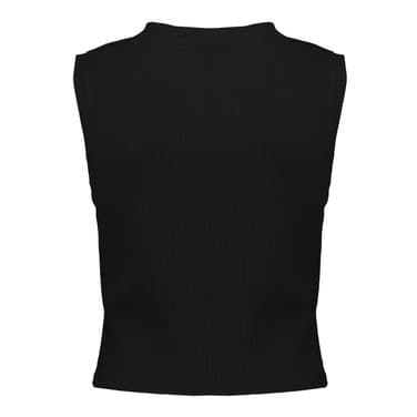 Top rib cropped sleeveless Zwart 1