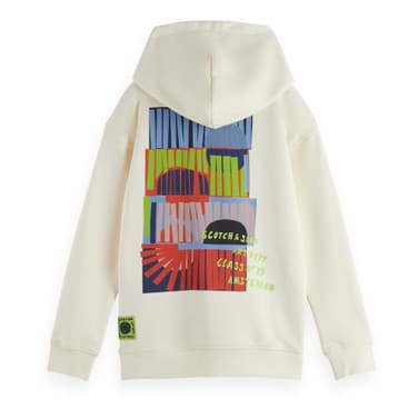 Relaxed-fit artwork hoodie backprint Off White