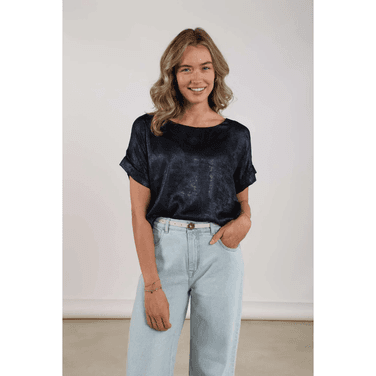 Irene Top Shiny Blauw