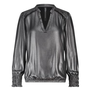 Top Leather Details Metallic Grey Zilver
