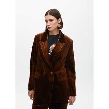 Velvet Blazer Bruin 1