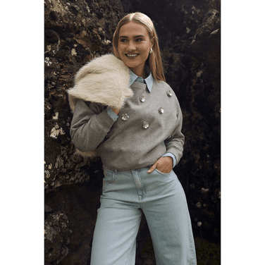 Beatriz Pullover Flower Grijs