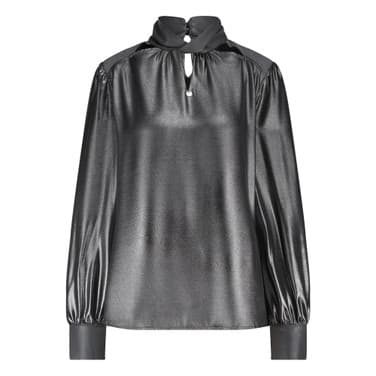 Twisted Collar Blouse Metallic Grey Zilver