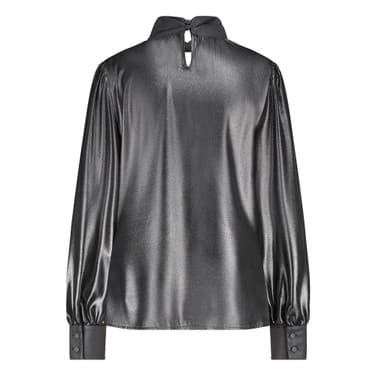 Twisted Collar Blouse Metallic Grey Zilver