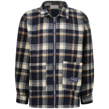 Leck Checked Shirt Zipper Donker Blauw