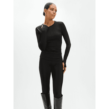 Ladies Knitted Thumbhole Longsleeve Penny Zwart 1