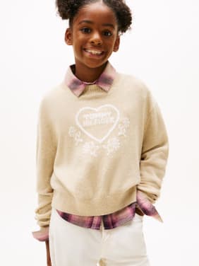 Heart Jacquard Sweater Beige