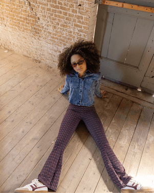 10Sixteen Printed Flare pants Rose Multi