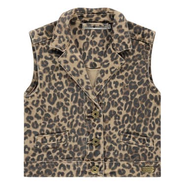 girls gilet woven aop leopard Beige