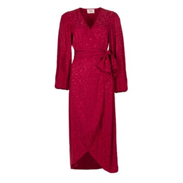 Dress Blossom Midi Jacquard Rood