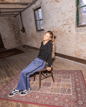 10Sixteen Sporty shiny pants stone Blauw