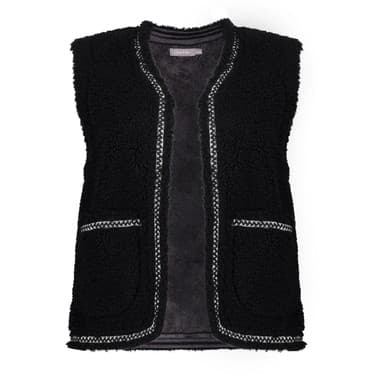 Gilet teddy embroidery zigzag Zwart 1
