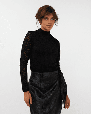 Top lace lurex stretch Zwart 1