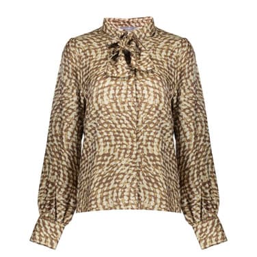 Blouse Met Abstracte Swirl Print Bruin 1