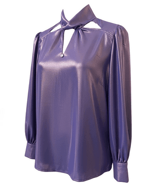 Twisted Collar Blouse Metalic Purple Paars
