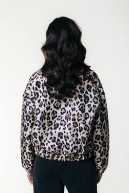 Bente Leopard Jacquard Bomber Jacket Beige