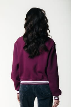 Uni Striped Cuff Zip Sweat Bordeaux