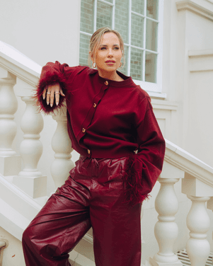 ladies knitted vest with furr sleeves MADY Bordeaux