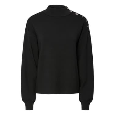 YASHAMA LS PEARL KNIT PULLOVER Zwart 1