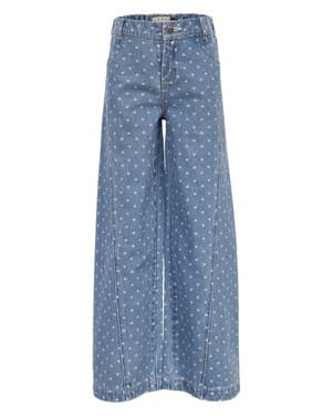 Little heart denim wideleg allover Blauw