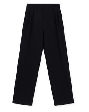 ladies woven baggy pantalon Zwart 1