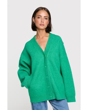 ladies knitted heavy cardigan Groen