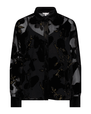 Blouse burnout flower Zwart 1