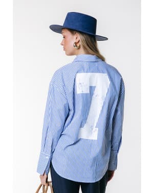 WB117601 Talia Striped Blouse Blauw