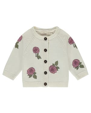 baby cardigan spring roses Ecru