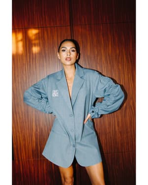 ladies woven oversized blazer JENNY Grijs