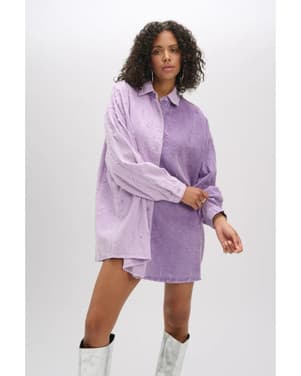 ladies woven two colour denim blouse LOLAY Paars