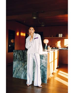 ladies woven high waist relaxed pants TYRA Ecru