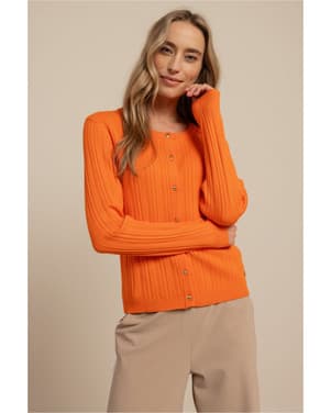 Ziva rib cardigan Oranje