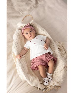 Short ajour rib AOP - Ladybug Roze