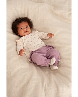 Longsleeve pointelle rib AOP - Flower Ranch Off White