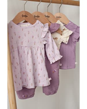 Jurk pointelle rib AOP - Flower Ranch Lila