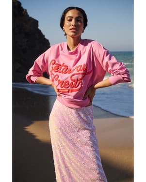 SWEATER - Getaway Crew Pink Roze
