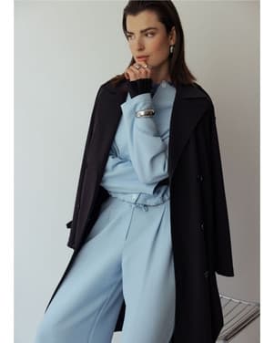 Laurine bonded trenchcoat Zwart 1