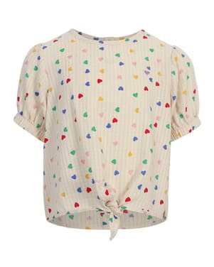 Little Hearts Woven Top SS Off White