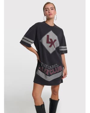 ladies knitted sporty t-shirt dress Grijs