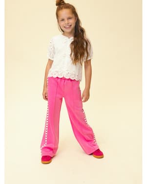 Little Sporty Sweat wideleg Pants Hearts Roze