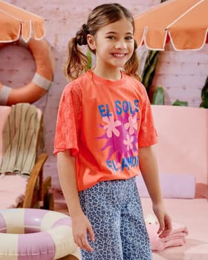 Davina Tee Lace Sleeve Oranje