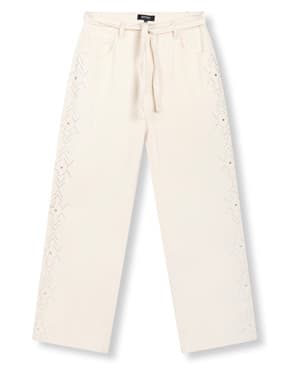 ladies woven relaxed studs denim pants PAYTON Ecru