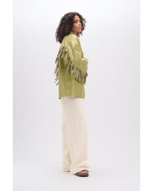 ladies woven relaxed studs denim pants PAYTON Ecru