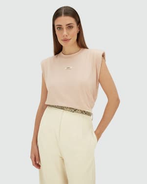 SUE T-shirt met schoudervulling Roze